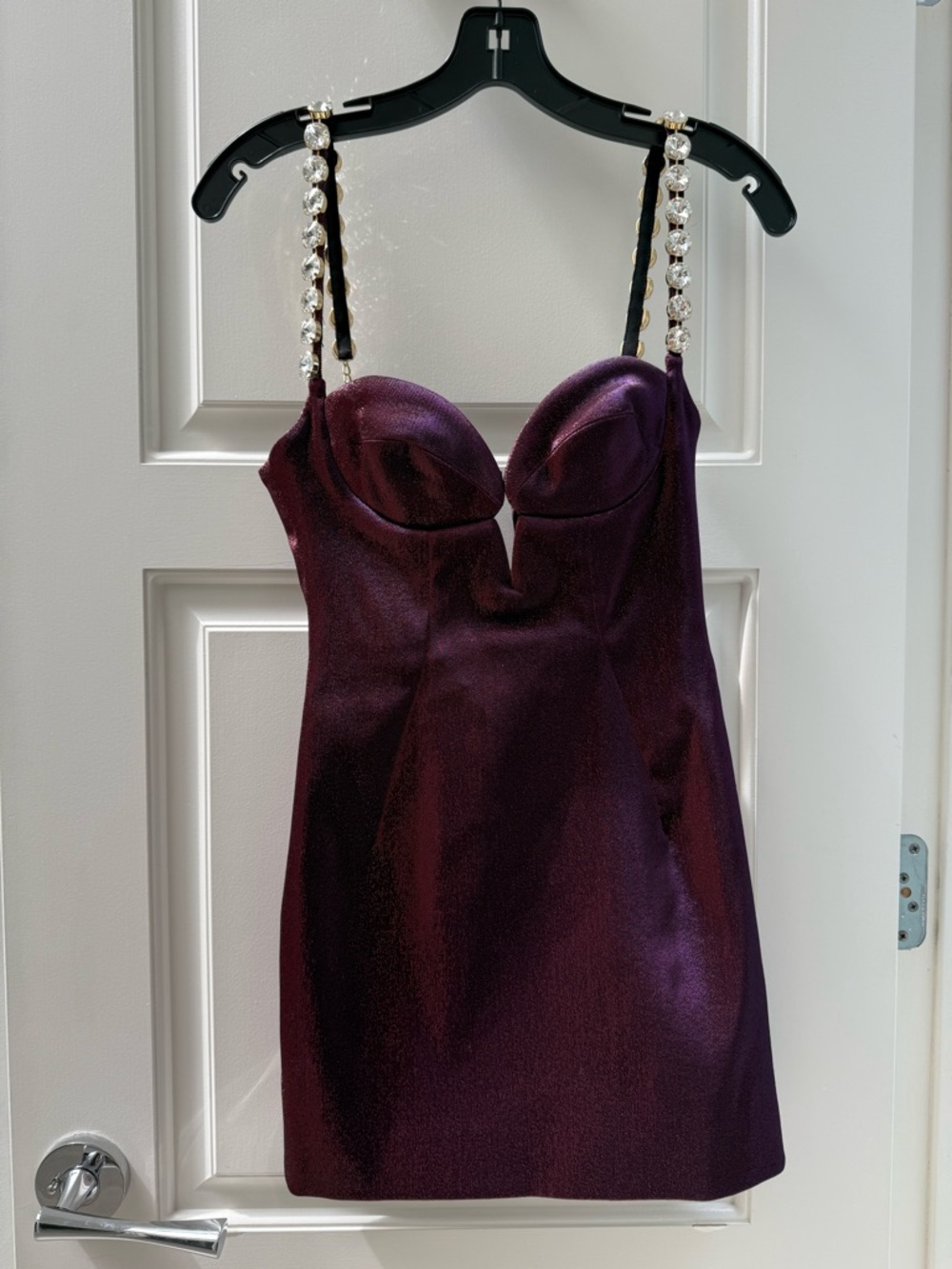 AREA Purple Jeweled-Strap Mini Dress - Picture 2 of 4